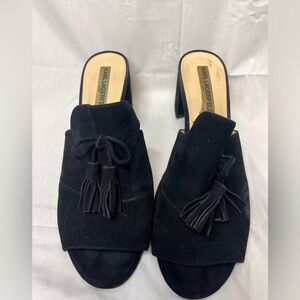 Karl Lagerfield Black Suede Dressy Slip Ons, size 10 Tassel